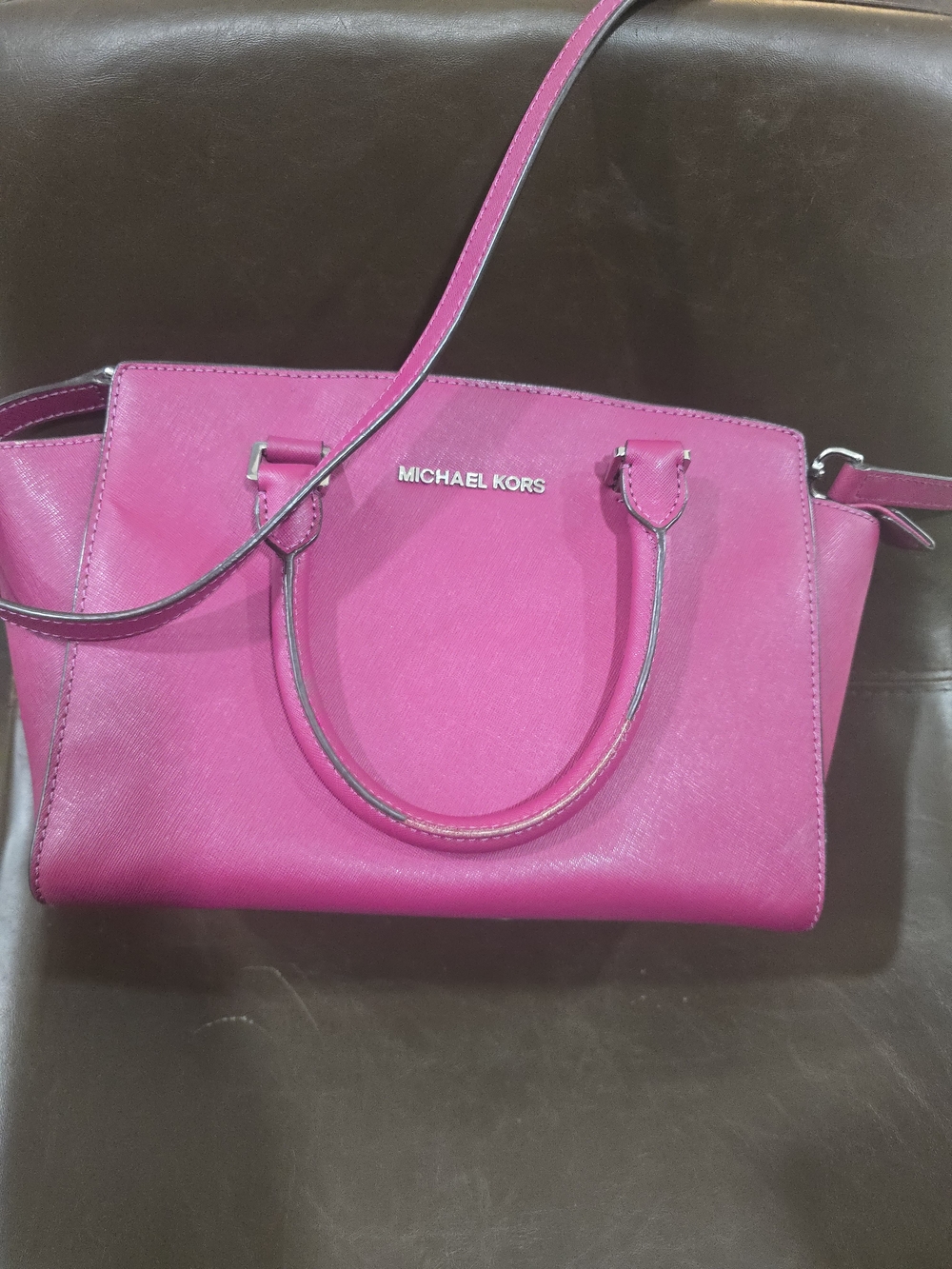 Michael Kors Hot Pink Saffiano Leather Satchel